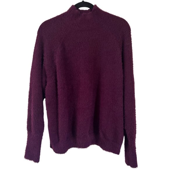 Marled Sweaters - Marled Reunited Eyelash Mock Neck Pullover Sweater Purple Maroon Women's Large